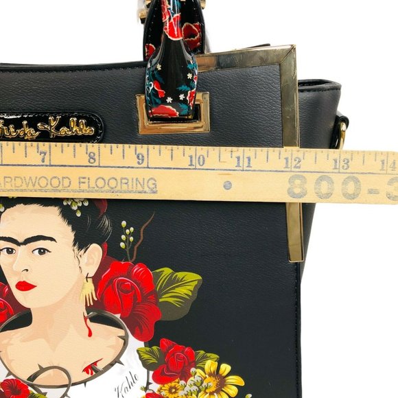 NEW Frida Kahlo Floral Portrait Collection Satchel Purse Handbag Bag Black NWT - Picture 8 of 9